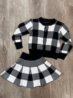 Plaid Knitted Skirt Set